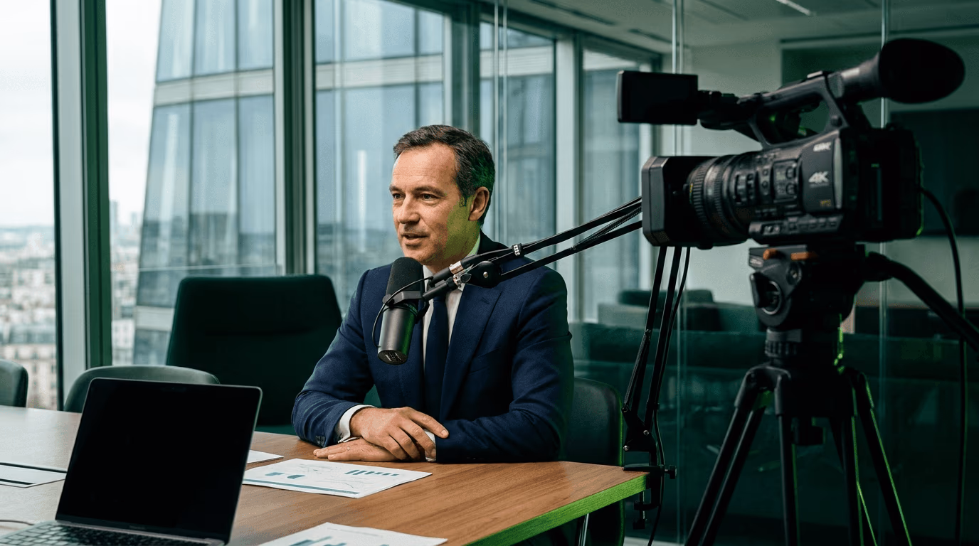 Deux podcasteurs enregistrant un épisode croisé pour promouvoir leurs émissions